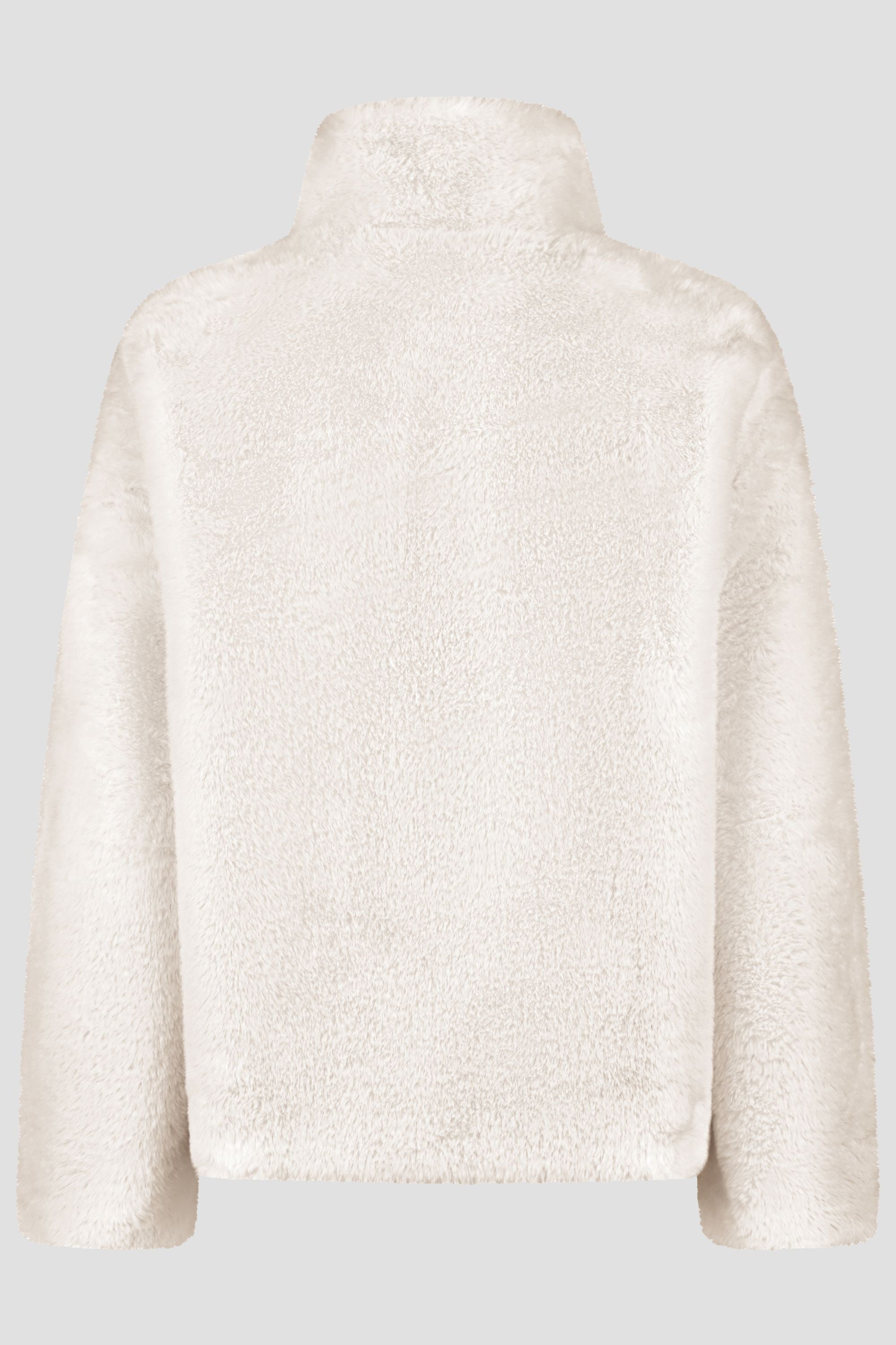 Damen Fellimitatjacke in Beige mit Knöpfen.