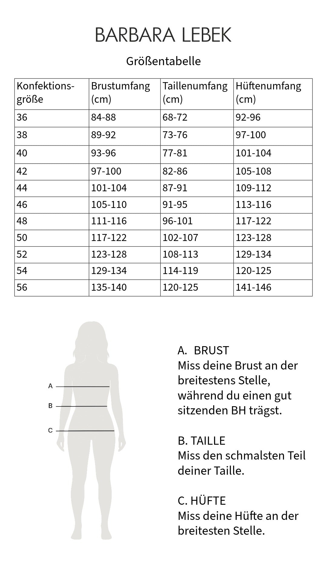 Größentabelle